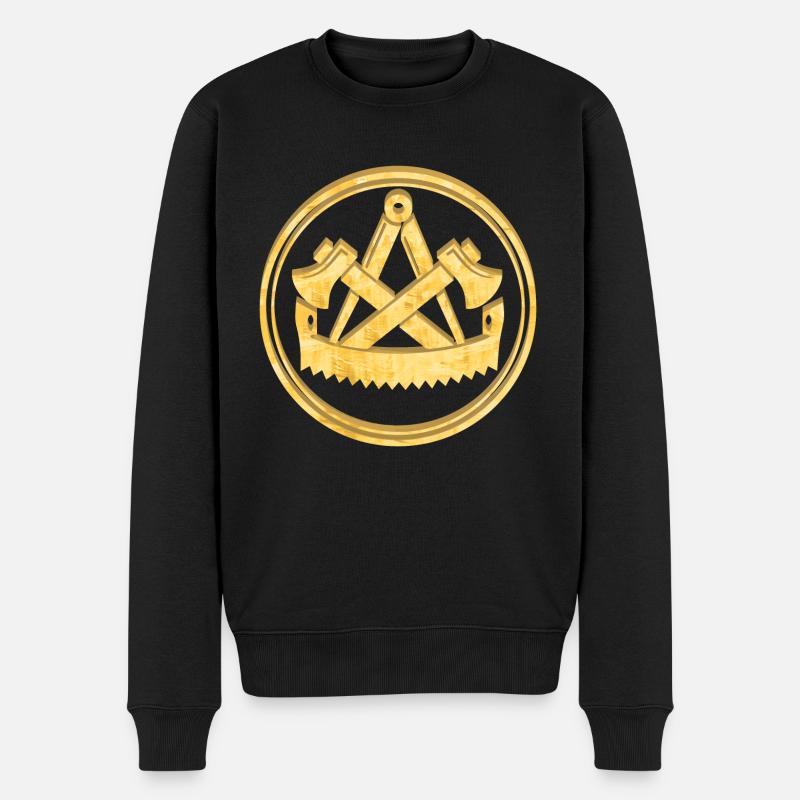 Zimmermann Zimmerer Zunft Logo Wappen Gold - Männer Premium Bio Pullover - Schwarz