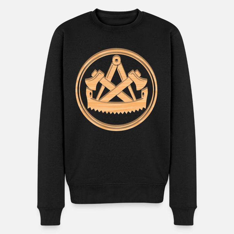 Zimmermann Zimmerer Zunft Logo Wappen Holz Hell - Männer Premium Bio Pullover - Schwarz
