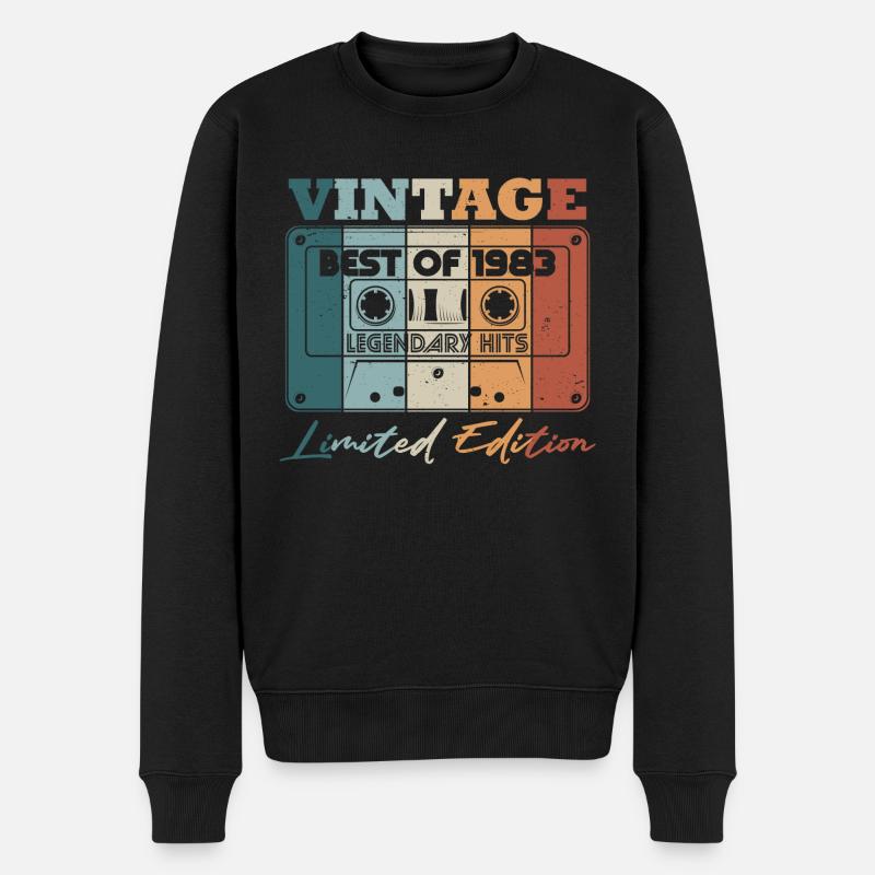 Jahrgang 1983 Retro Kassette Geburtstag Geschenk - Männer Premium Bio Pullover - Schwarz
