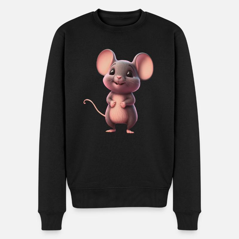 süße fröhliche Maus - Männer Premium Bio Pullover - Schwarz