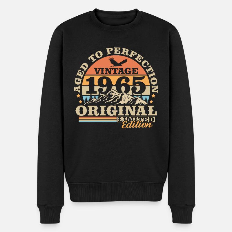 1965 Jahrgang Vintage Geburtstag Geschenk Retro - Männer Premium Bio Pullover - Schwarz