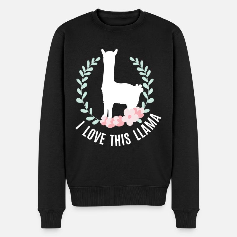 Lama - I Love This Llama - Männer Premium Bio Pullover - Schwarz