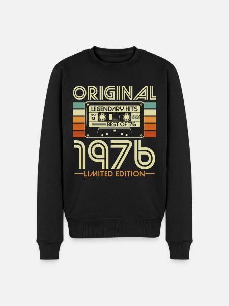 Original 1976 Vintage Vintage Fødselsdag Retro - Økologisk premium-sweatshirt til mænd - sort