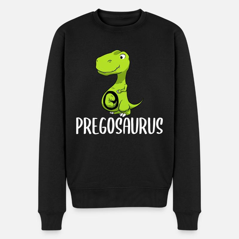 Pregosaurus Schwangerschaft Mutterschaft - Männer Premium Bio Pullover - Schwarz
