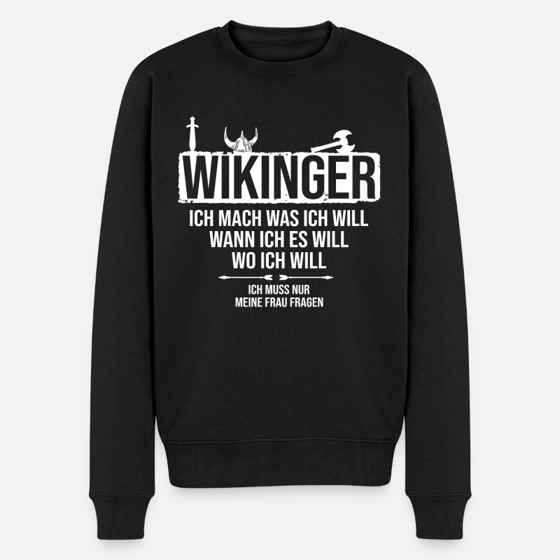 Odin Thor Wikinger - Männer Premium Bio Pullover - Schwarz