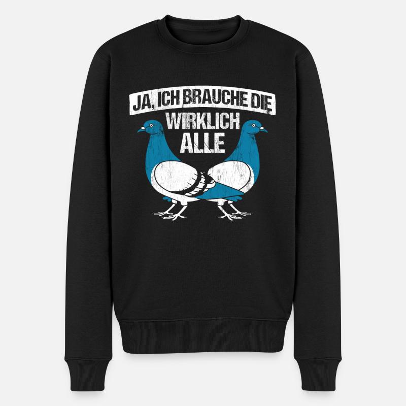 Taube Tauben Vogel - Männer Premium Bio Pullover - Schwarz
