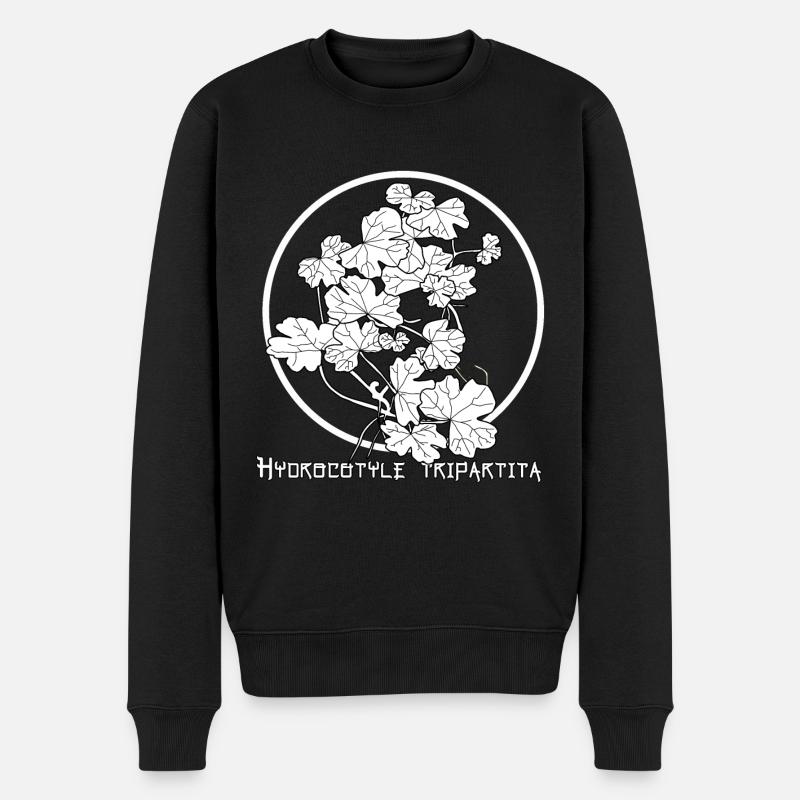Hydrocotyle tripartita - Männer Premium Bio Pullover - Schwarz