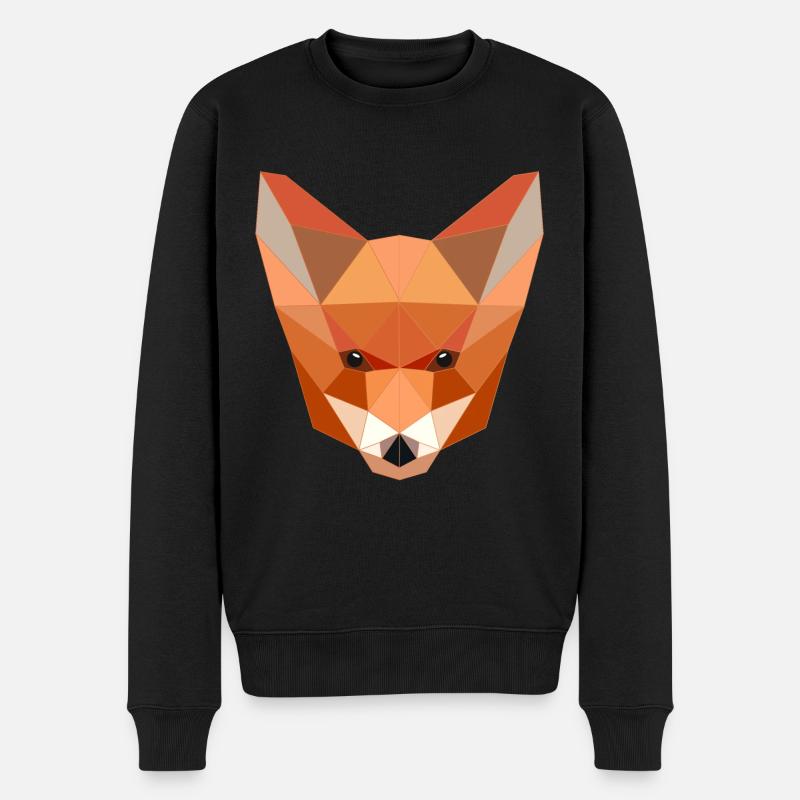 Fuchs Low Poly - Männer Premium Bio Pullover - Schwarz