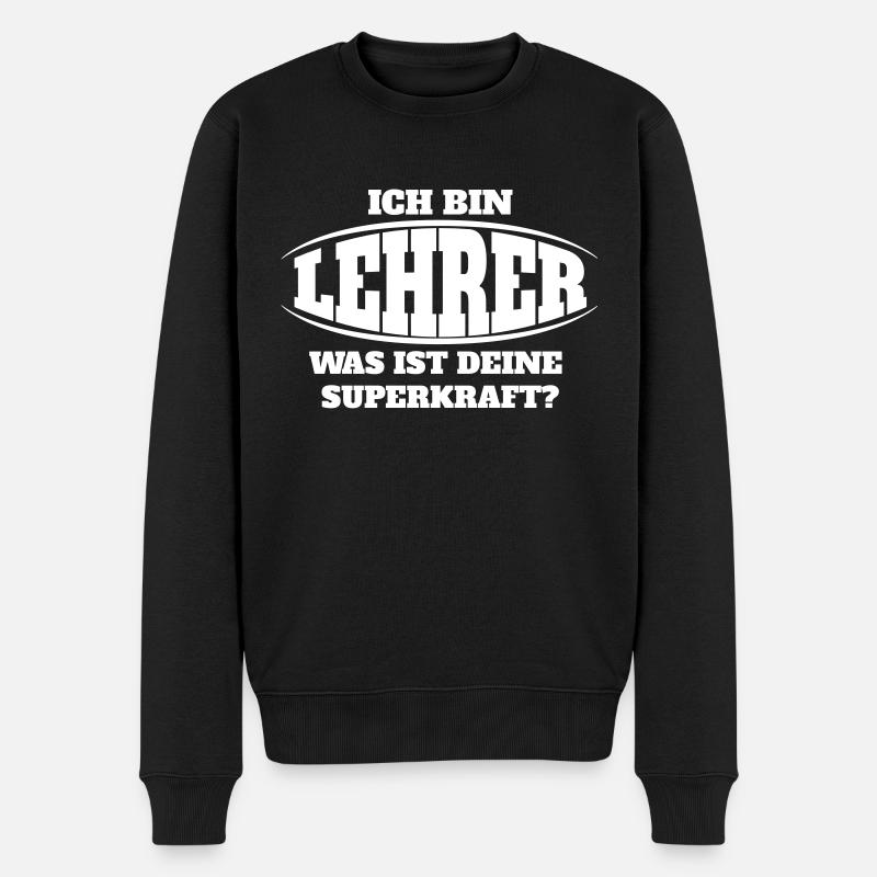 Lehrer Superkraft - Männer Premium Bio Pullover - Schwarz