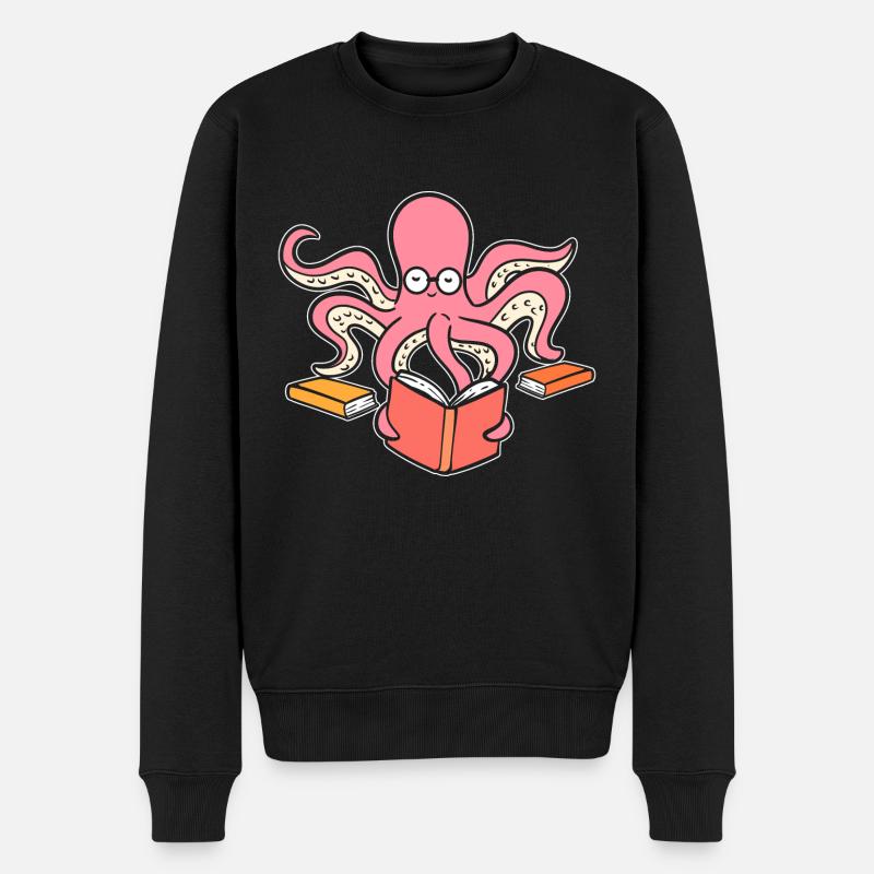 Oktopus lesen Fischer - Männer Premium Bio Pullover - Schwarz