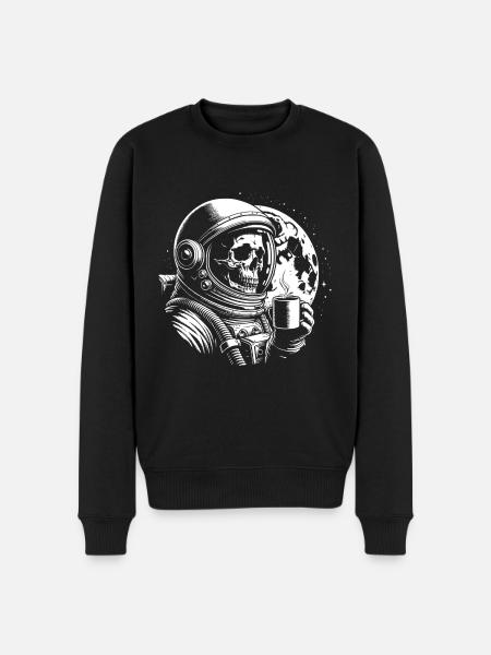 Skull mit Kaffeebecher Kaffee - Männer Premium Bio Pullover - Schwarz