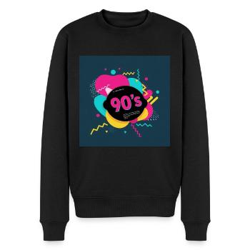 90er-Jahre-Vibes - Männer Premium Bio Pullover - Schwarz - Vorne - Nico (187cm)