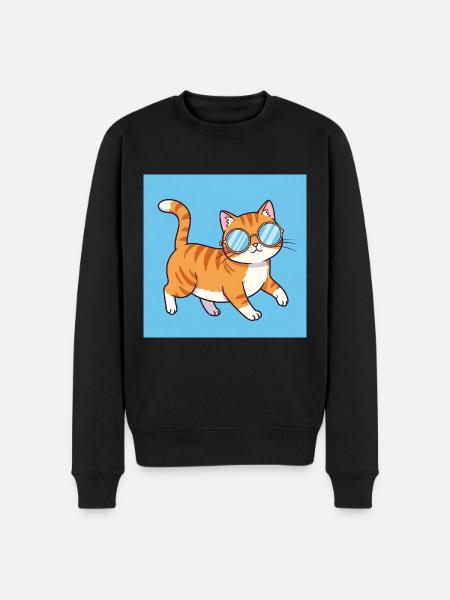 Chubby cat with sunglasses - Men's Premium Organic Jumper - black