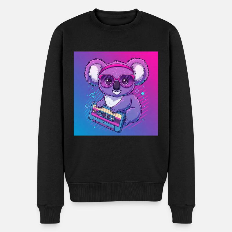 Lustiger Koala mit Kassette - 80er Vibes - Männer Premium Bio Pullover - Schwarz