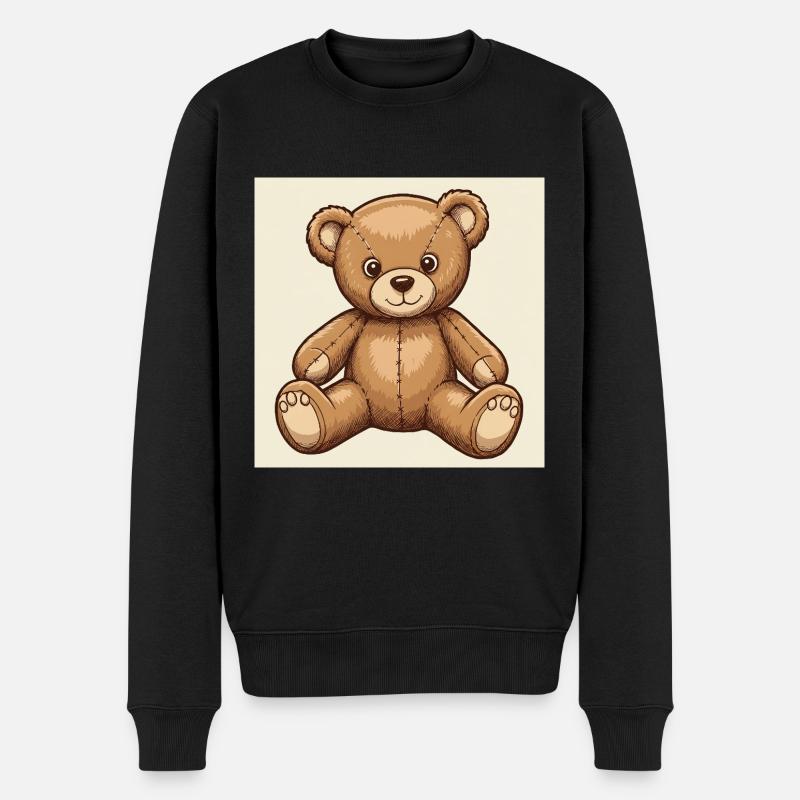 Süßer Kuschel-Teddybär - Männer Premium Bio Pullover - Schwarz