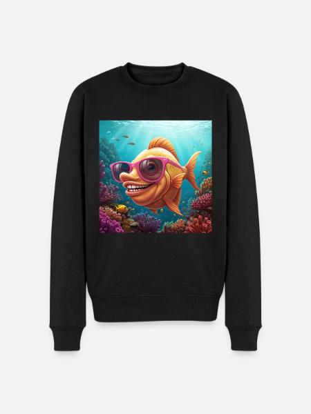 Fins Funny fish with sunglasses - Men's Premium Organic Jumper - black