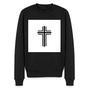 Das Kreuz – Symbol des Glaubens und der Hoffnung - Männer Premium Bio Pullover - Schwarz - Vorne - Nico (187cm)