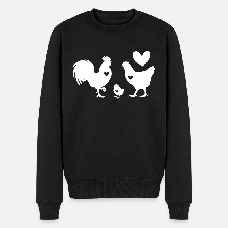 Huehnerfamilie - Männer Premium Bio Pullover - Schwarz