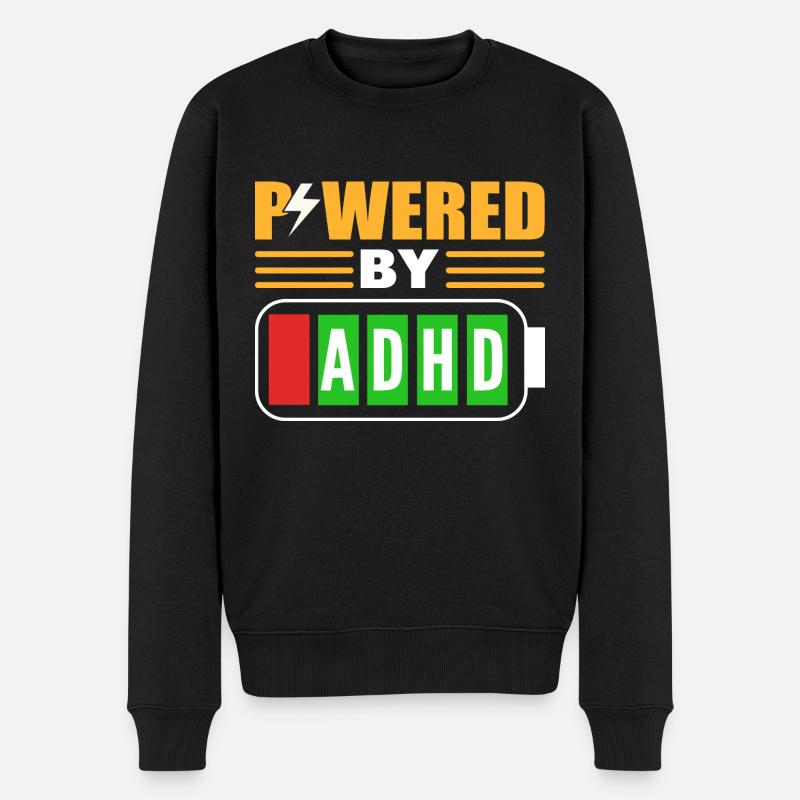Powered By ADHD ADHS -Berater - Männer Premium Bio Pullover - Schwarz