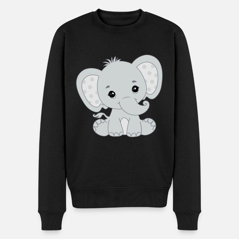 Baby Elefant Lustig Süss T-shirt Geschenkidee - Männer Premium Bio Pullover - Schwarz