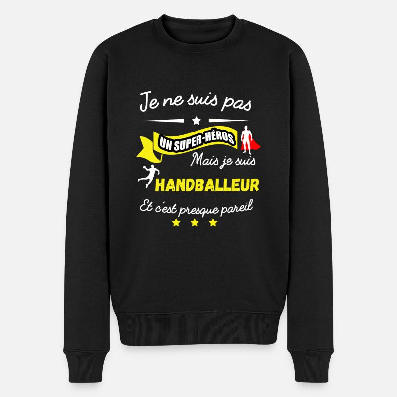 pas superhéros mais HANDBALLEUR - Pull Premium bio Homme - noir