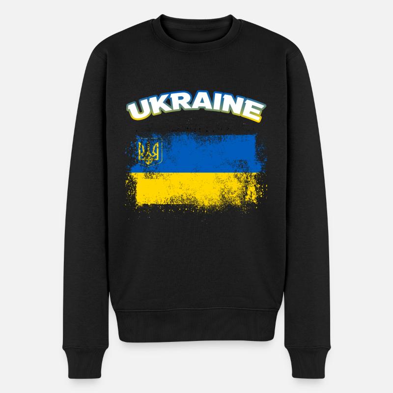 Ukraine - Männer Premium Bio Pullover - Schwarz