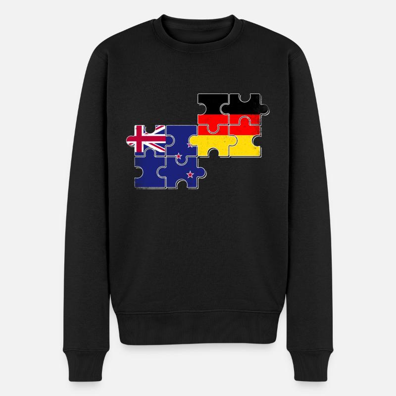 Neuseeland Deutschland Flagge Neuseeländisch - Männer Premium Bio Pullover - Schwarz
