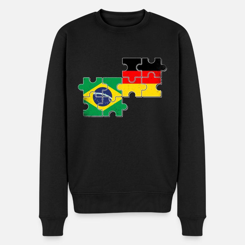Brasilien Deutschland Flagge Brasilianer Deutscher - Männer Premium Bio Pullover - Schwarz