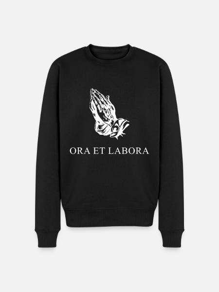 Prie et travaille latin blanc - Pull Premium bio Homme - noir