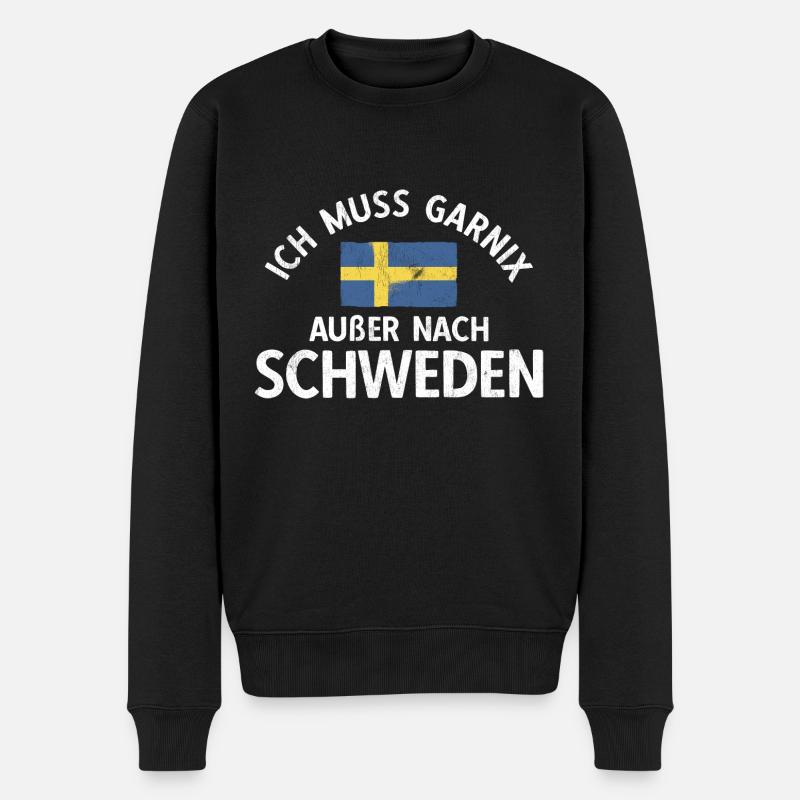 Muss Nur Nach Schweden Flagge Schweden - Männer Premium Bio Pullover - Schwarz