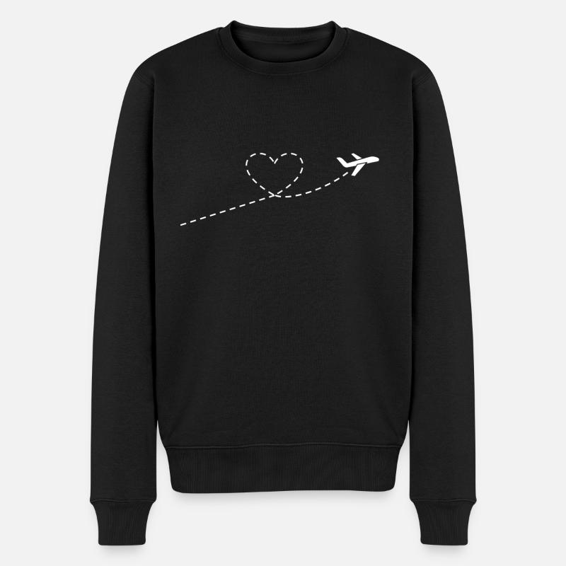 avion coeur blanc - Pull Premium bio Homme - noir