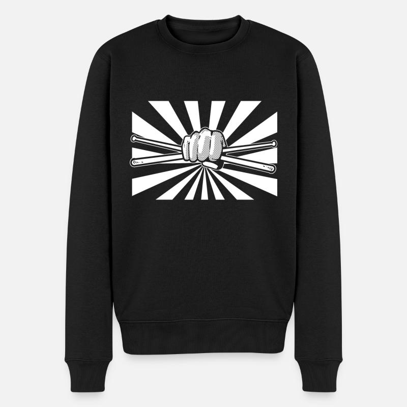 Schlagzeuger Drumsticks Schlagzeuger - Männer Premium Bio Pullover - Schwarz