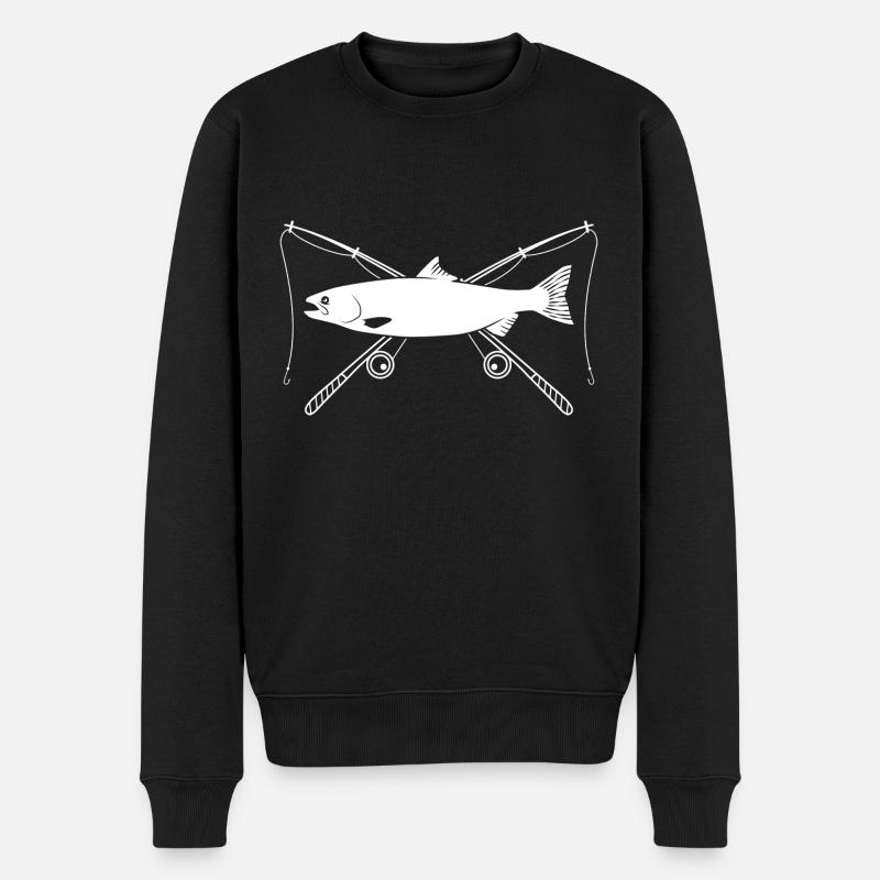 Angeln - Männer Premium Bio Pullover - Schwarz