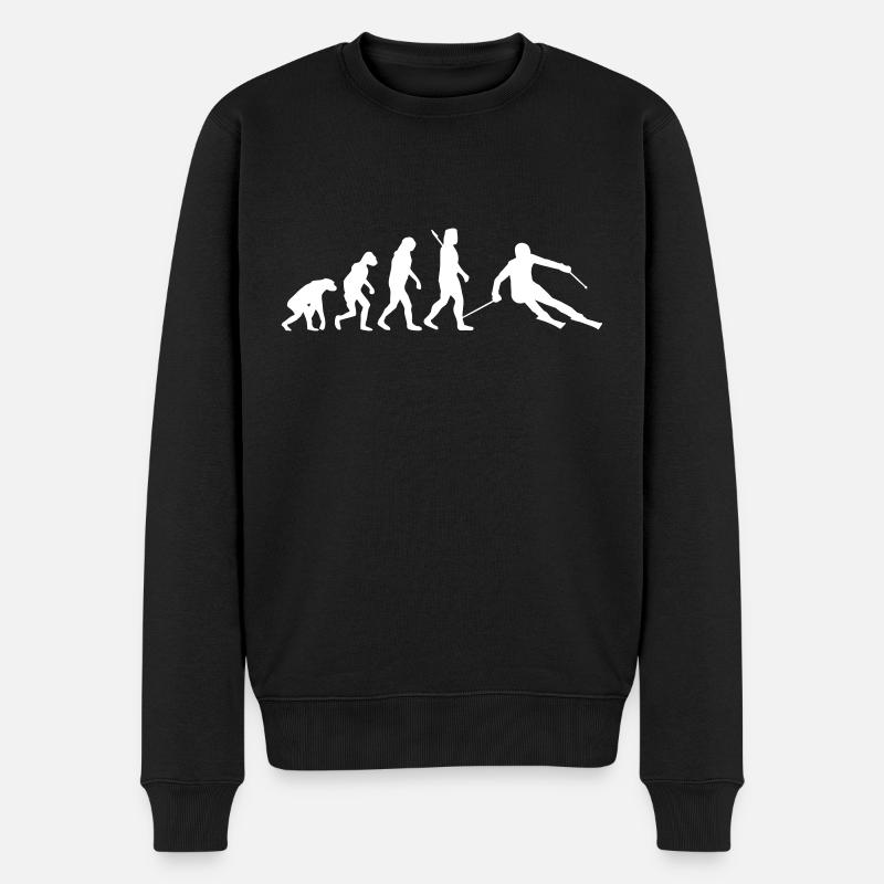 Evolution Skifahrer - Männer Premium Bio Pullover - Schwarz