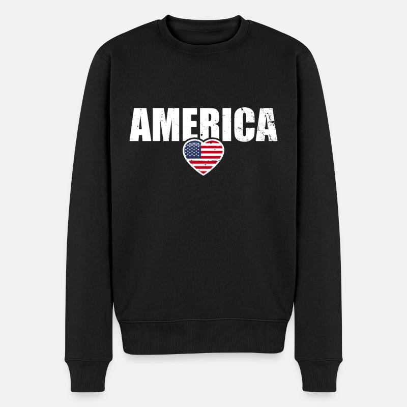 Amérique Drapeau américain États-Unis - Pull Premium bio Homme - noir