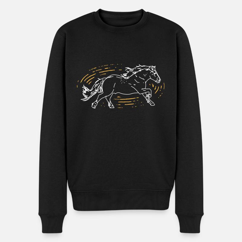 Pferd - Männer Premium Bio Pullover - Schwarz