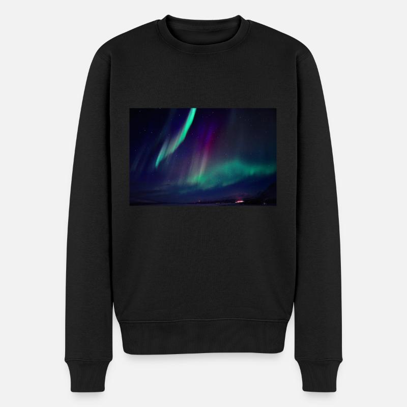 Abisko Schweden Nordlicht 2 - Männer Premium Bio Pullover - Schwarz