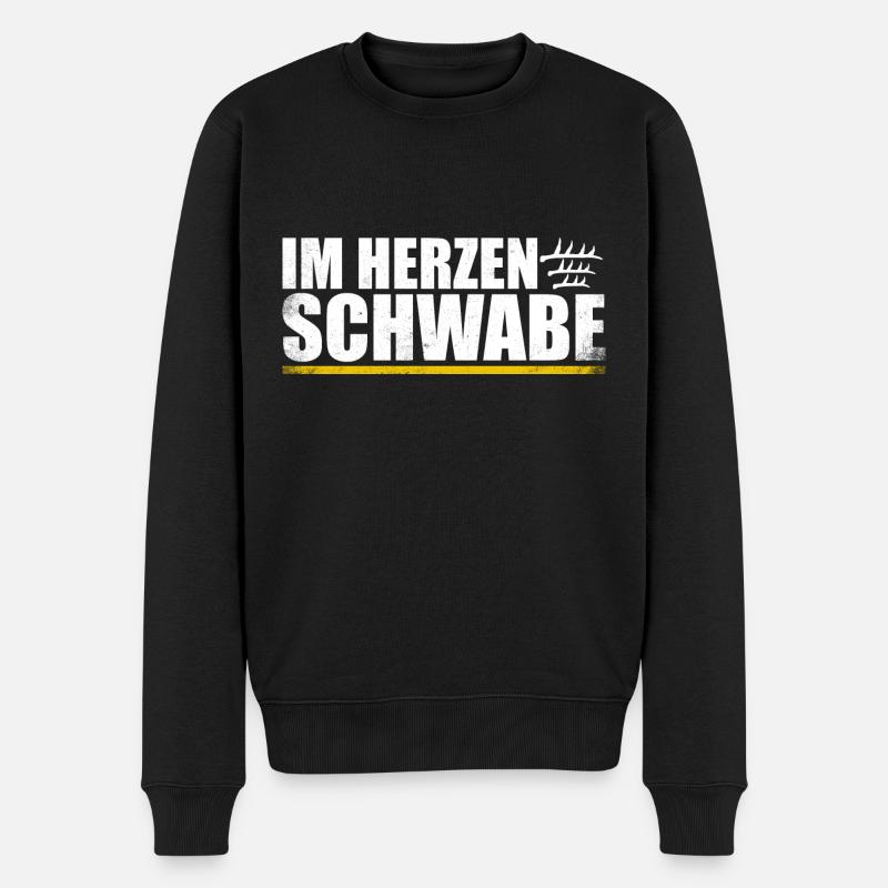 Im Herzen Schwabe Stolze Schwaben Vintage - Männer Premium Bio Pullover - Schwarz