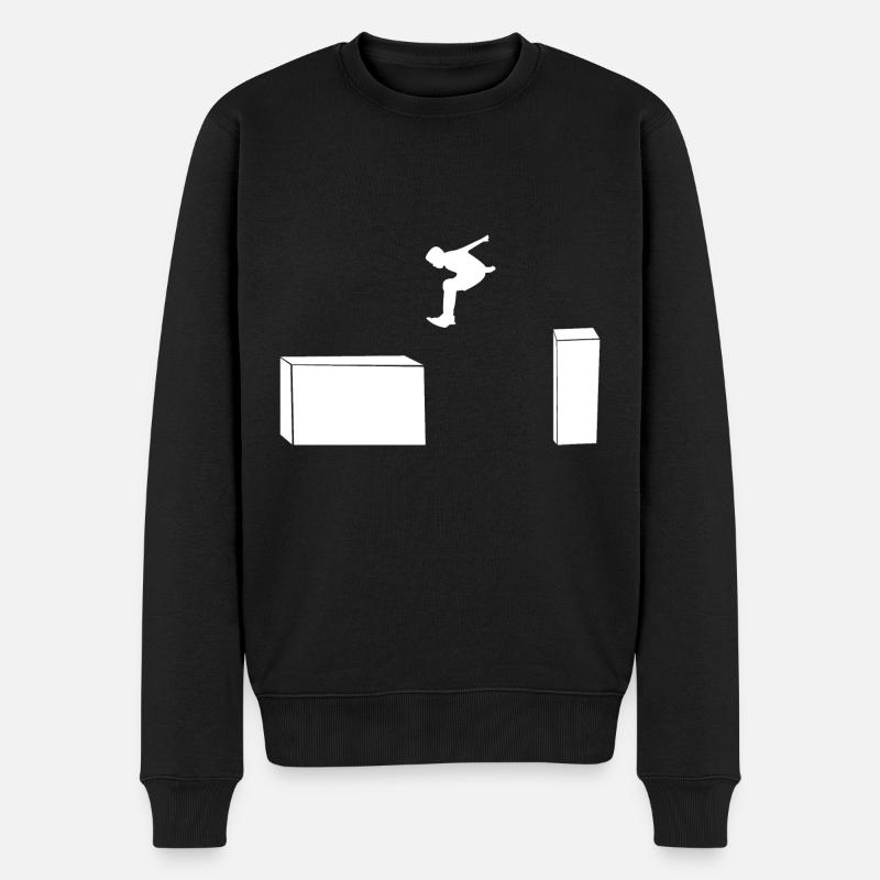 Parkoursprung Design für den Freerunner - Männer Premium Bio Pullover - Schwarz