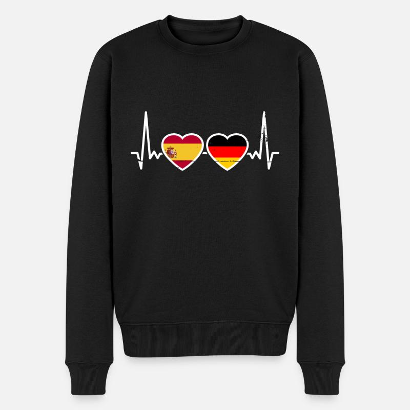 Spanien Deutschland Flagge Spanisch Deutsch - Männer Premium Bio Pullover - Schwarz