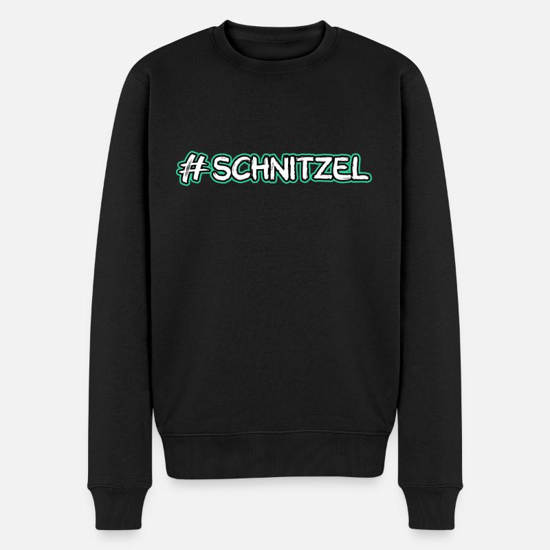 #Schnitzel, Schnitzel - Männer Premium Bio Pullover - Schwarz