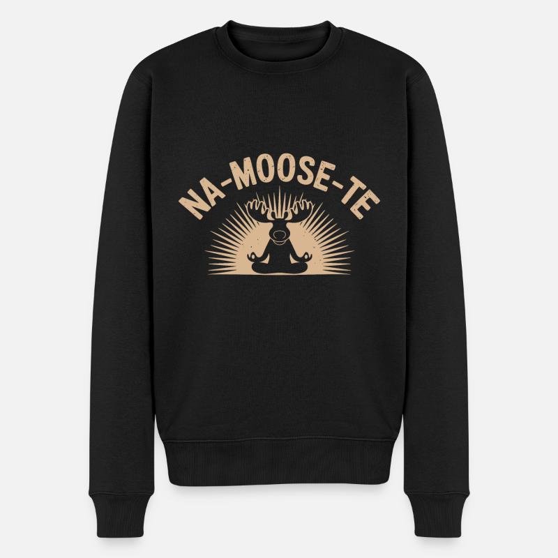 Elch Yoga Meditation - Männer Premium Bio Pullover - Schwarz