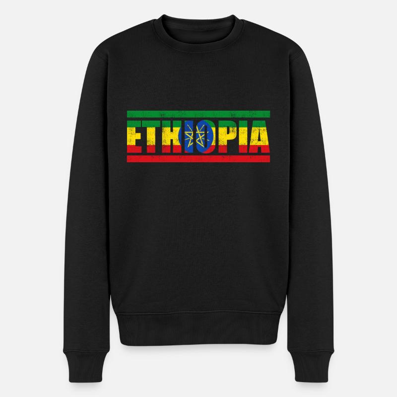 Äthiopien - Männer Premium Bio Pullover - Schwarz