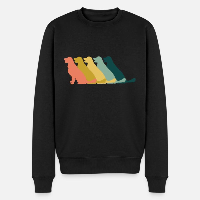 Golden Retriever Hund Retro - Männer Premium Bio Pullover - Schwarz