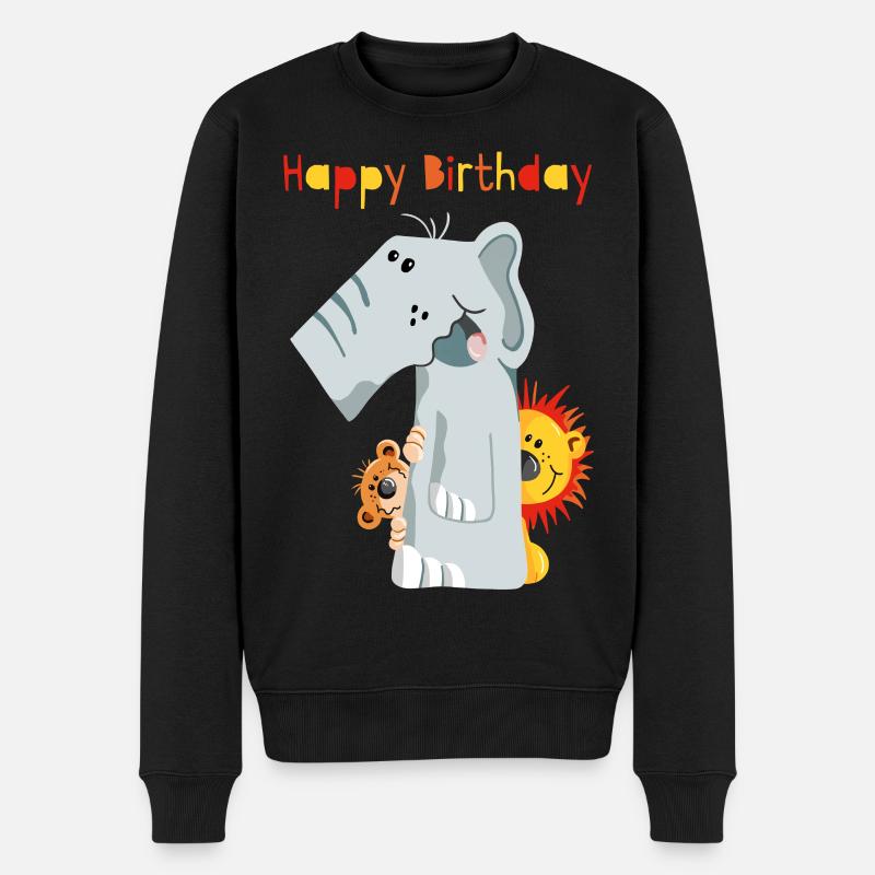 Happy Birthday - Erster Geburtstag - Zahl Eins - Männer Premium Bio Pullover - Schwarz