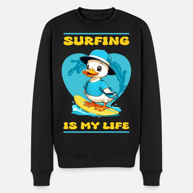 Canard surfeur mignon - Pull Premium bio Homme - noir