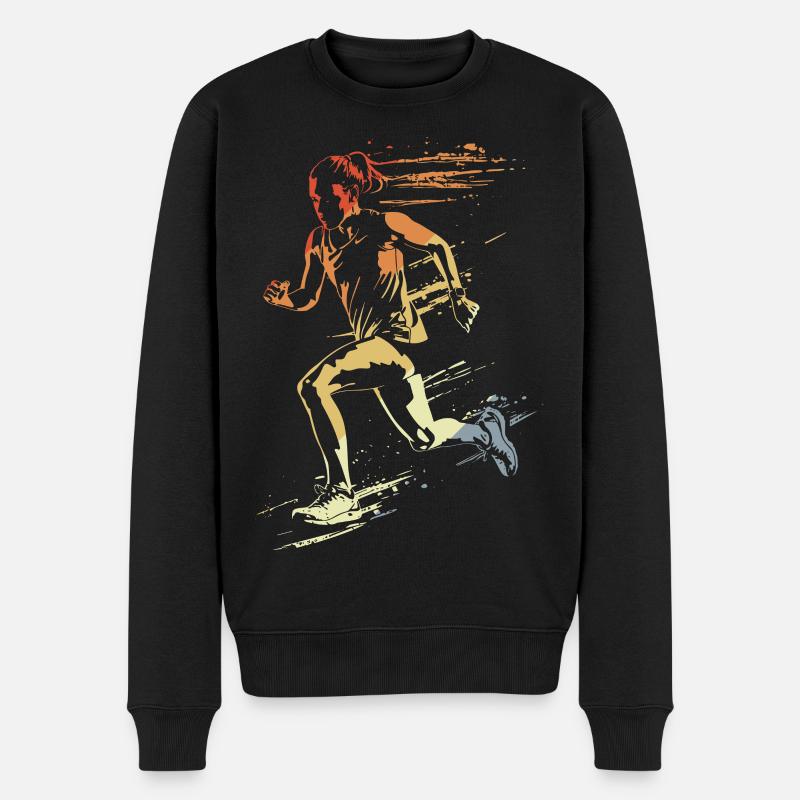 Coureuse style rétro - Pull Premium bio Homme - noir