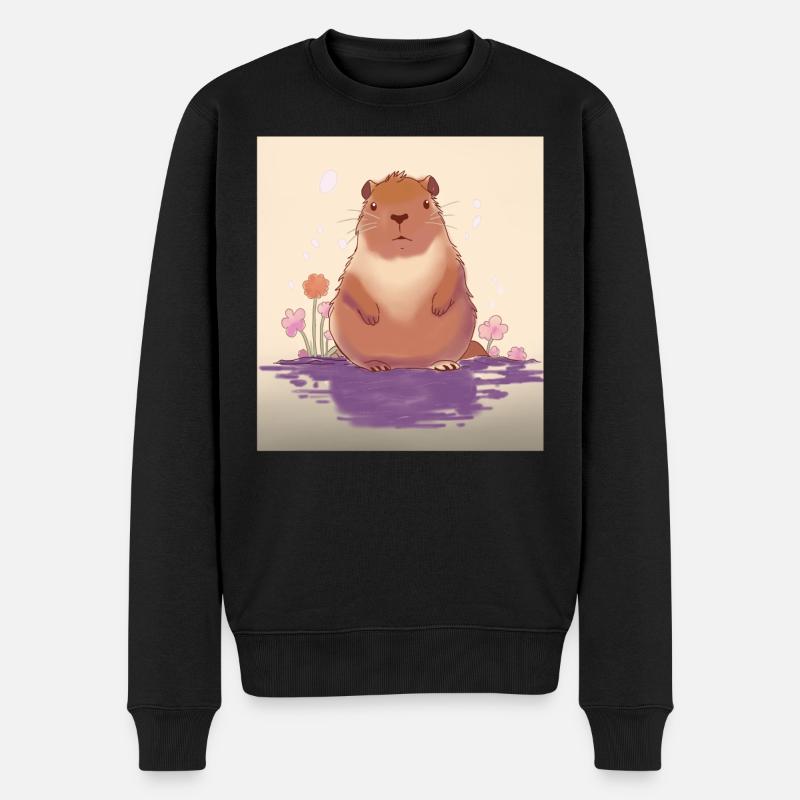 Pastellfarbener See Capybara - Männer Premium Bio Pullover - Schwarz
