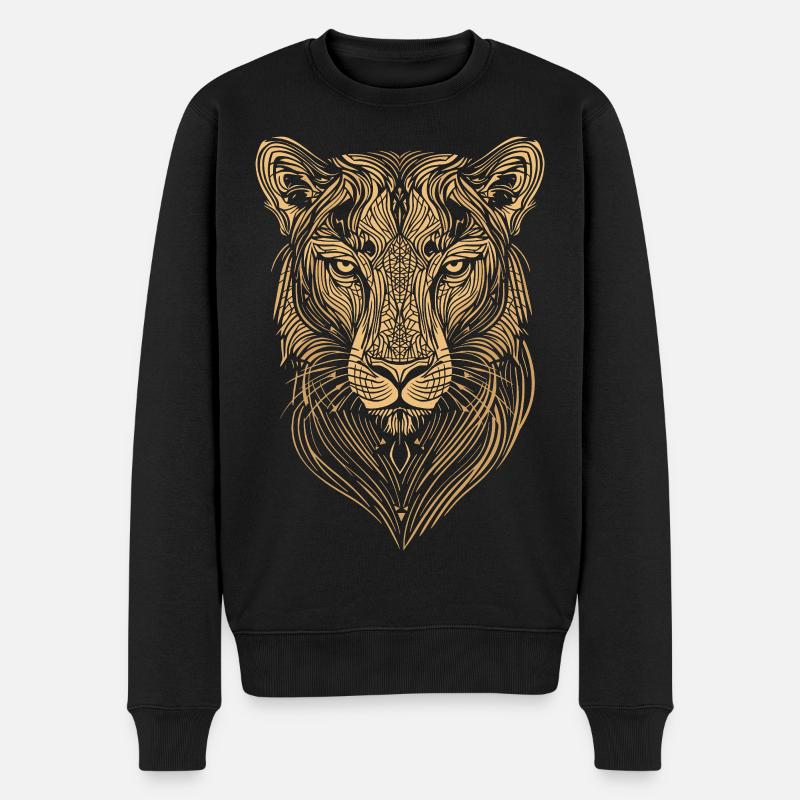 Lineart - Tiger - Männer Premium Bio Pullover - Schwarz