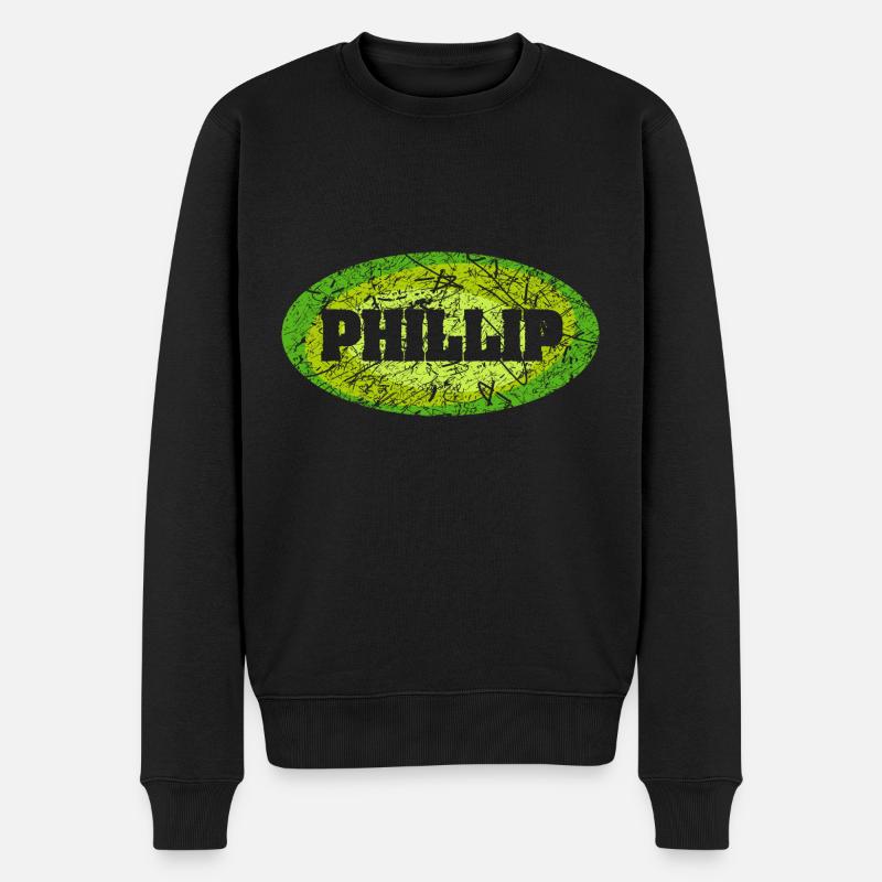 Retro Phillip - Männer Premium Bio Pullover - Schwarz